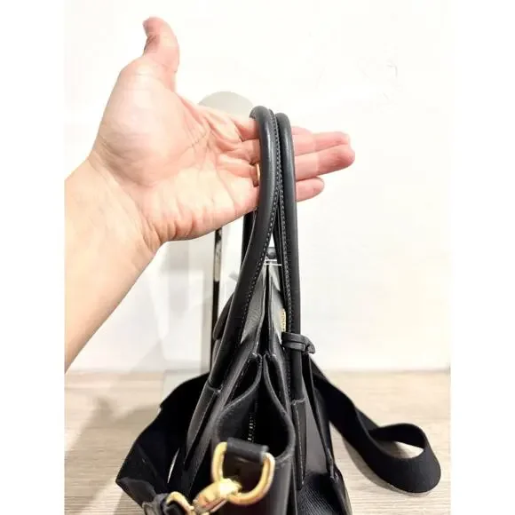 Prada Triangle Leather Medium Tote Shopper Handbag with Shoulder Strap Black - Picture 11 of 16